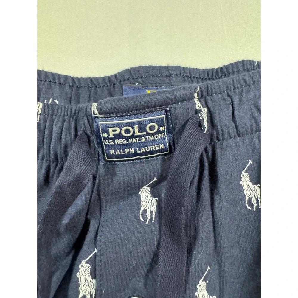 Polo Ralph Lauren Men's Navy Blue All Over Pony Knit Sleep Jogger Pants Medium